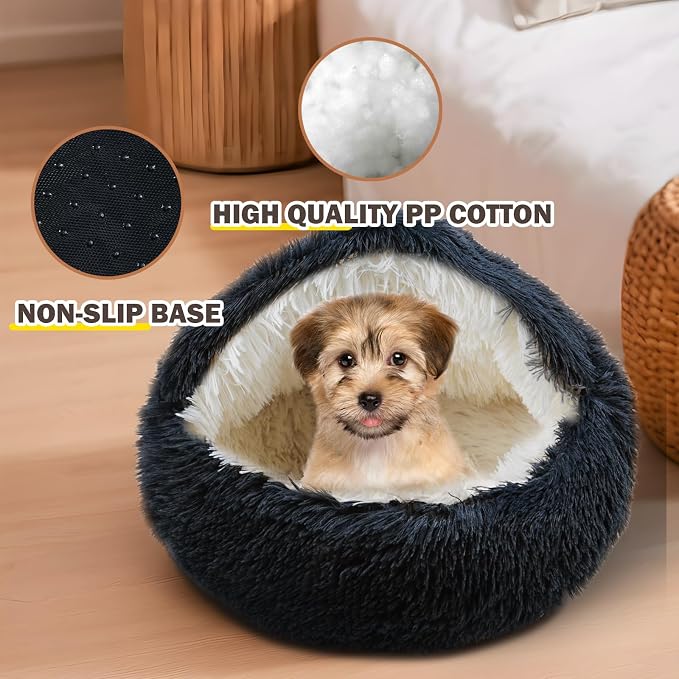 Cat Bed for Indoor Cats, Calming Cozy Cave - Image 3