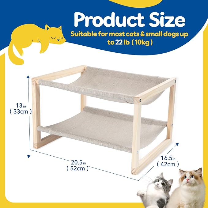 Cat Hammock, Double Layer Wooden Bed - Image 5