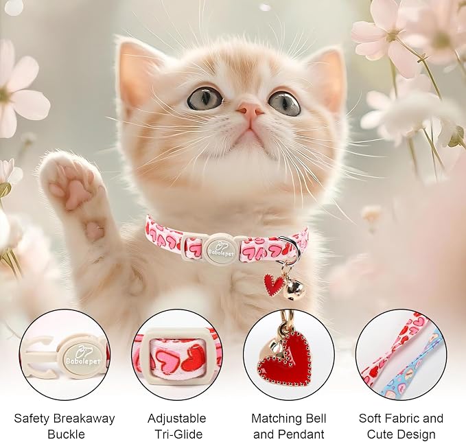 2 Pack Valentines Cat Collars - Image 3