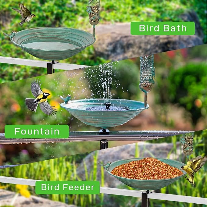 DREAMSOUL 13 Inches Deck Bird Bath, Metal Bird Bath Bowl Unheated - Image 5