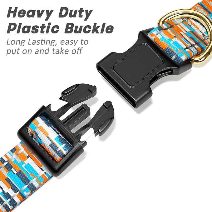 Reflective Dog Collar for Small Dogs, Cute Boho Adjustable Heavy-Duty Nylon