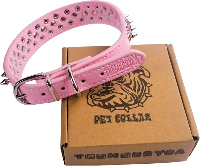 TEEMERRYCA Adjustable Leather Spiked Studded Dog Collars - Image 2
