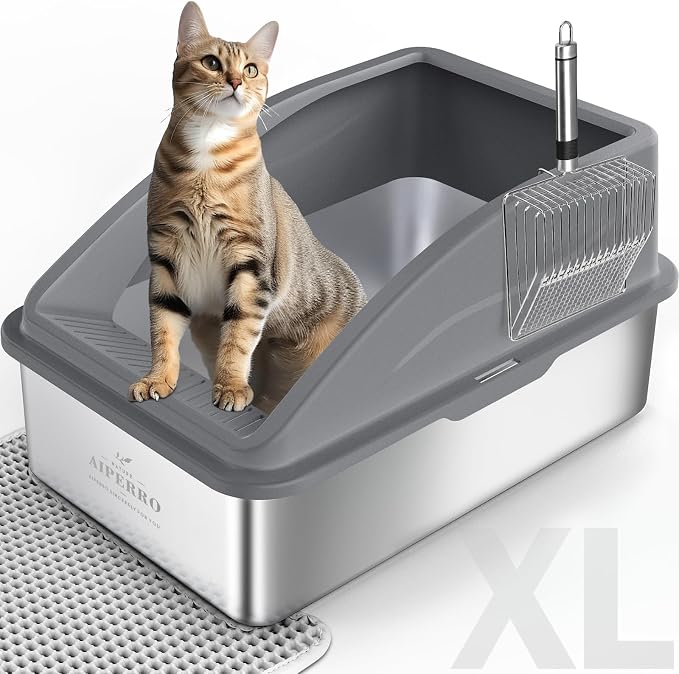Stainless Steel Litter Box | XL Enclosed Cat Litter Boxs by AIPERRO