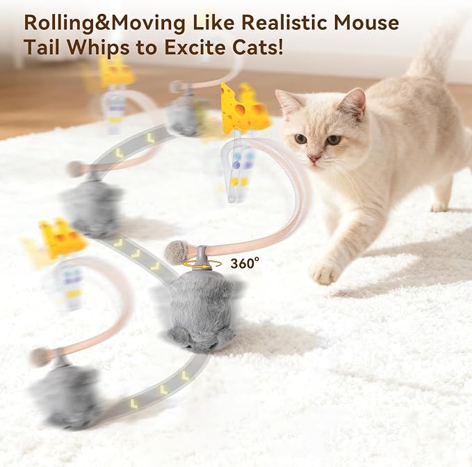 Migipaws Interactive MigiMouse Cat Toy 360° Rolling & Spin - Image 2