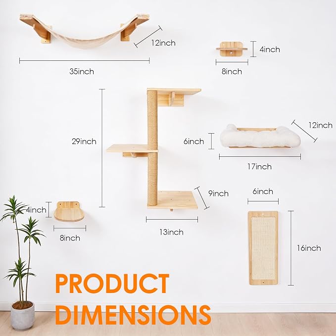 6in1 Cat Wall Shelves Climbing Systems, Large Cat Furniture Shelf Set Wall - Image 3