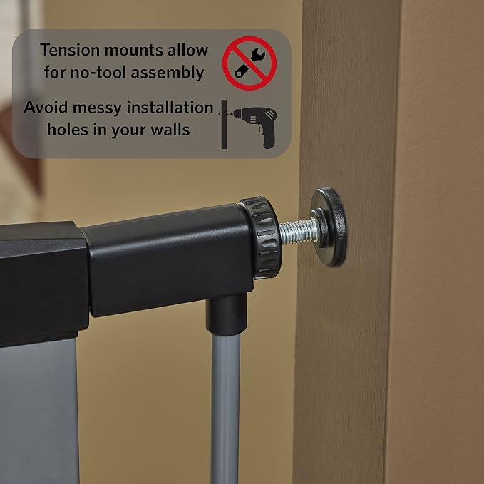 MidWest Homes for Pets 39-Inch High Walk-thru Pressure Mounted Gray Steel Dog - Image 7