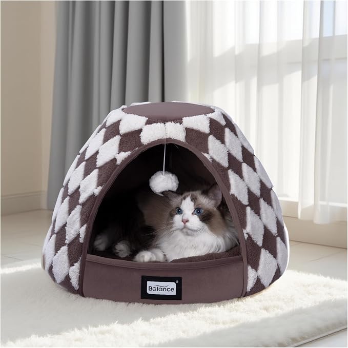 BALANCE Cat Beds for Indoor Cats, 2-in-1 Cat Bed Cave by BalancePet