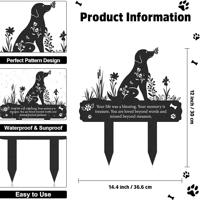 Grave Markers for Cemetery for Dog, Metal Grave Markers Yard Memorial Pet Dog - Image 2