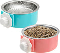 2 Pieces Crate Dog Bowl, Removable Stainless Steel Pet Kennel Hanging Food by Mechpia