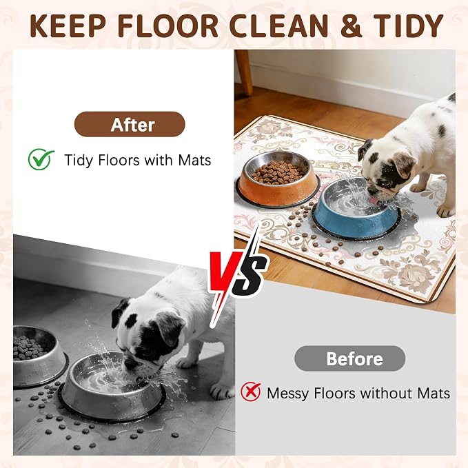 Dog Food Mat for Bowls, Absorbent Quick Dry Dog Cat Mats for Food and Water - Image 3