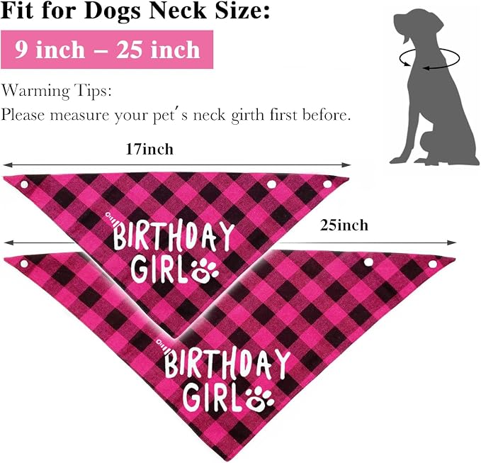 Plaid Dog Bandana with Button, Dual Layer Soft Cotton Triangle Dog Scarf - Image 3