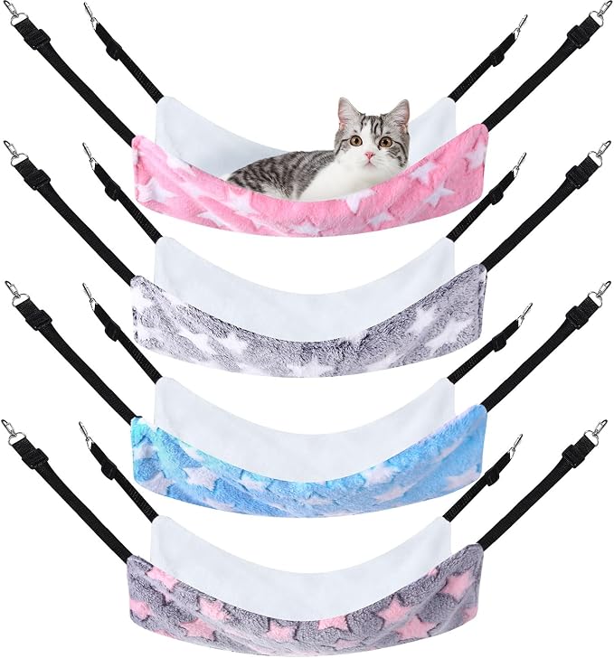 Geelin 4 Pcs Cat Hammock for Cage Hanging Soft Pet Hammock Bed by Geelin