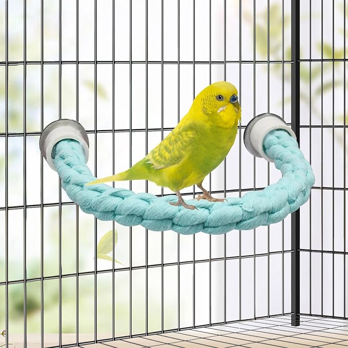 Dnoifne Bird Rope Perch, Cotton Bendable Parrot Perch Stand Toy, Bird Standing - Image 3