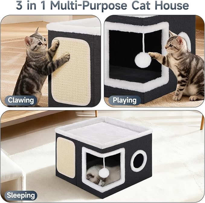 Shikha Cat Beds for Indoor Cats, Large Cat Cave - Image 4