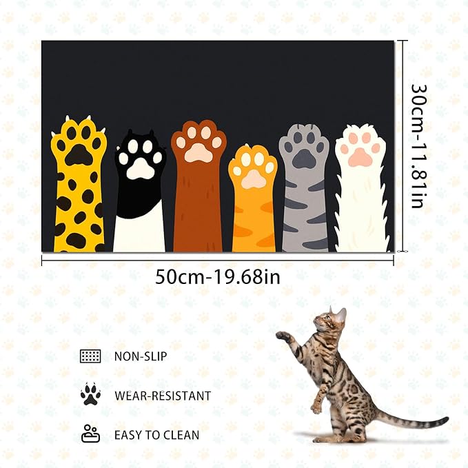 Cute Animal Paw Pet Food Mat Non Slip Spill Proof Feeding Pad - Image 4