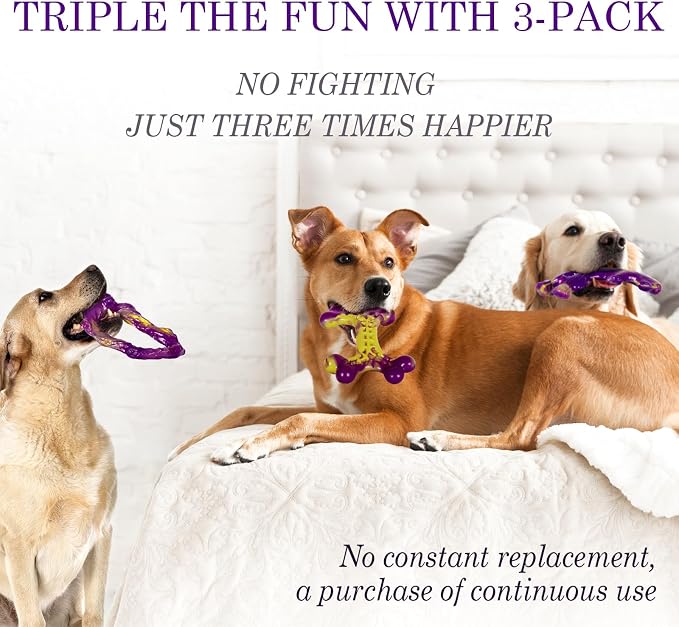 Tough Dog Toys for Aggressive Chewers 3 Pack, Indestructible Dog Toy for Large - Image 3