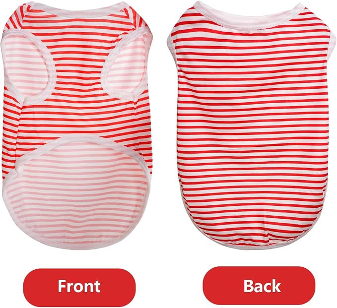 3 Pcs Cat Shirts Solid Color Dog Clothes Summer Sleeveless Stripe Pet T Shirts - Image 3