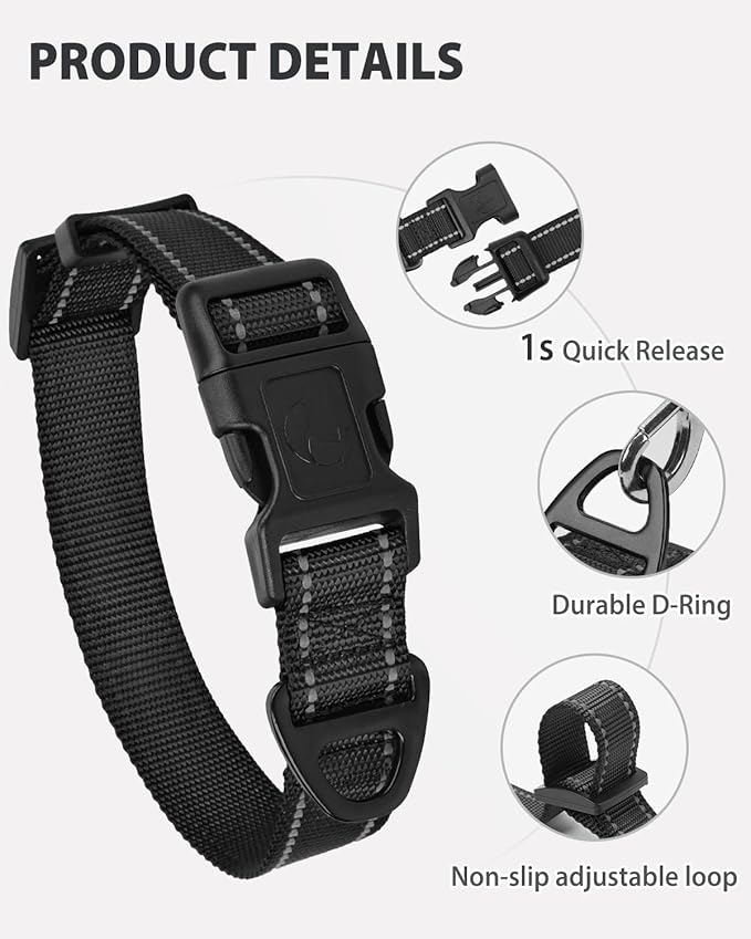 Joytale Large Dog Collar, Reflective and Adjustable Nylon Pet Collar - Image 4