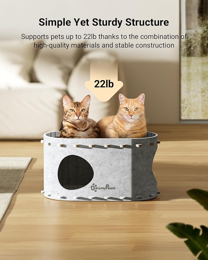 DownyPaws Cat House for Indoor Cats, Cat Bed Cave for Multiple & Large Cats Up - Image 4