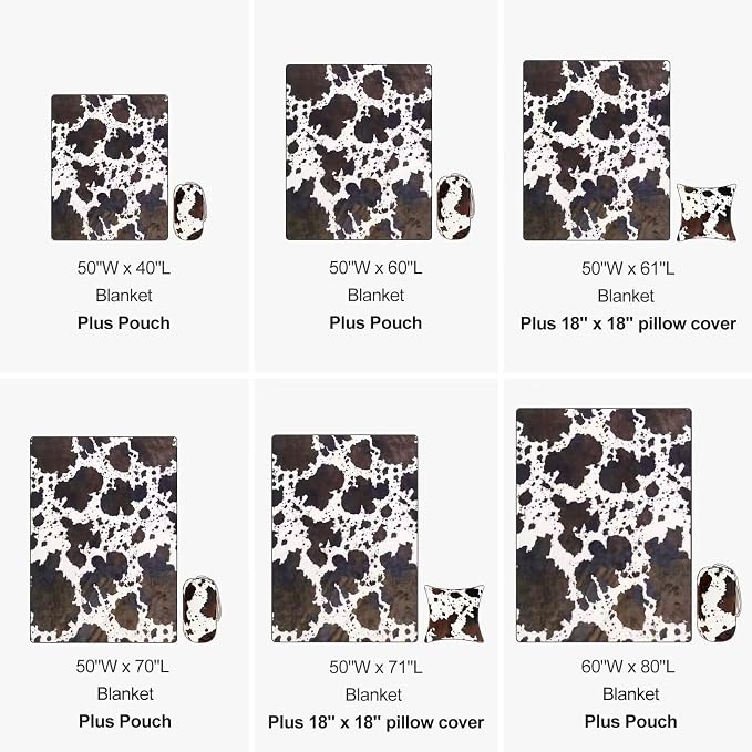 Bnuitland Brown Cow Print Flannel Throw Blanket - Image 7