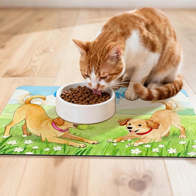 Dog Food Mat for Floors Absorbent, Pet Food Mat, Dogs Greetings Quick Dry Dog - Image 7