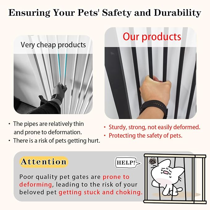 Lumizone Extra Tall Pet Gate 55.12" High Pressure Mounted 50.79"-55.11" Extra - Image 3