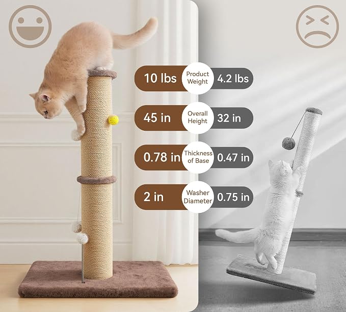 5-Inch Thick Sisal Cat Scratching Post, Durable Cat Scratcher - Image 3
