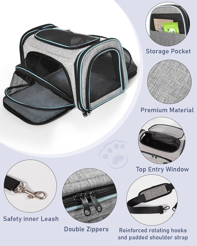 Siivton Cat Carrier, 4 Sided Expandable Pet Carrier - Image 6