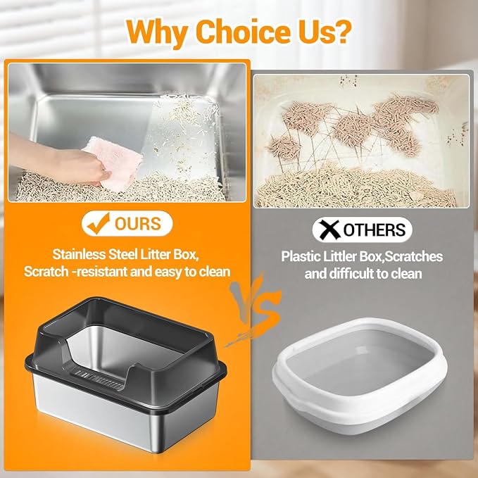 Stainless Steel Litter Box, XL Enclosed Cat Litter Boxes - Image 8
