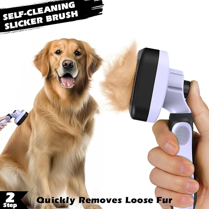 3PCS Self Cleaning Slicker Brush & Pet Grooming Rake & Flea Comb - Image 4