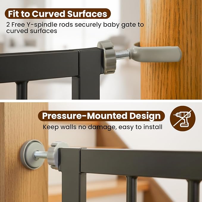 Baby Gate for Stairs, 29.7-40.6" Pressure Mounted Dog Gate, Auto Close Safety - Image 8