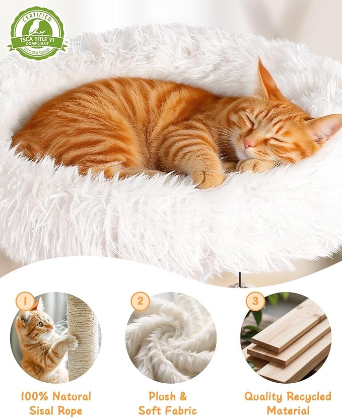 61" Modern Cat Tree Tower for Indoor Cats, Luxury Climbing Tower - Image 6