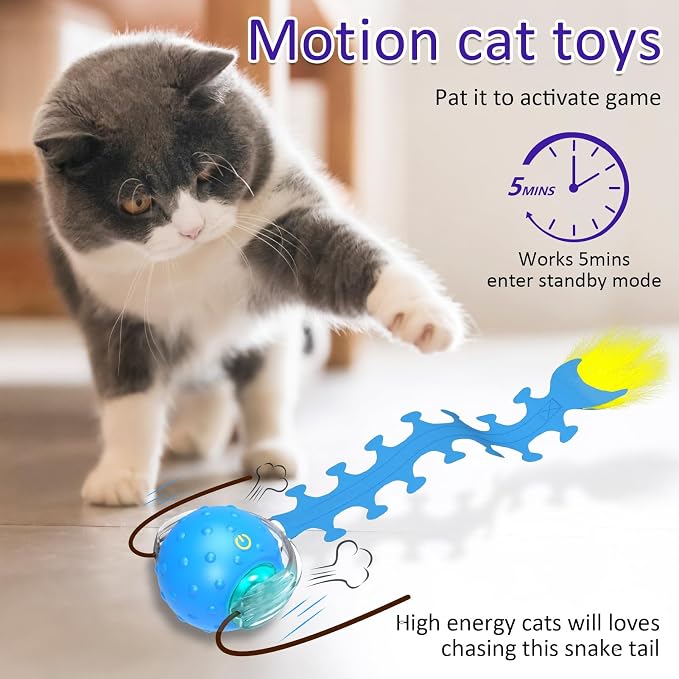 Interactive Cat Toys Ball for Indoor Cats Fast Rolling on Carpet, Chirping & - Image 3