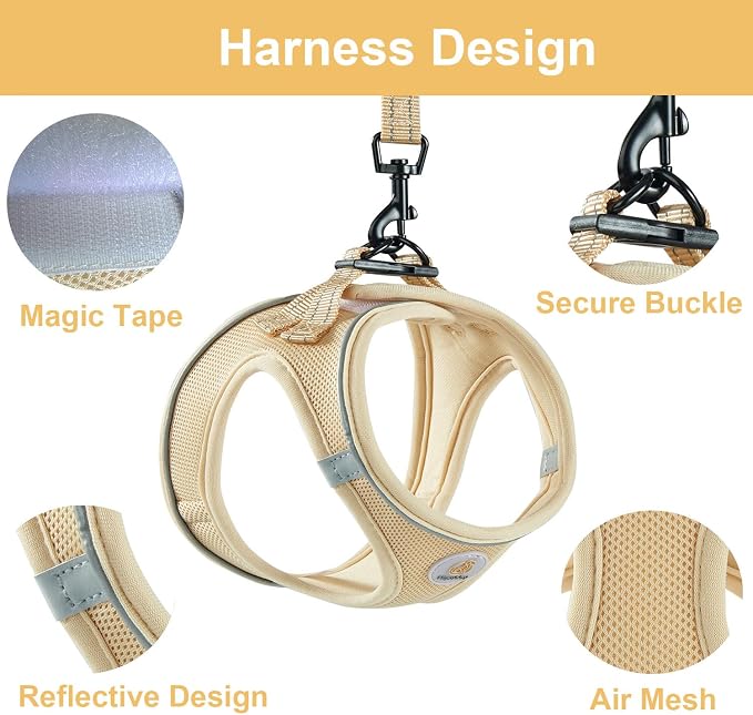 Hipubby Dog Harness and Leash Set, No Pull Soft Mesh Puppy Harness - Image 3