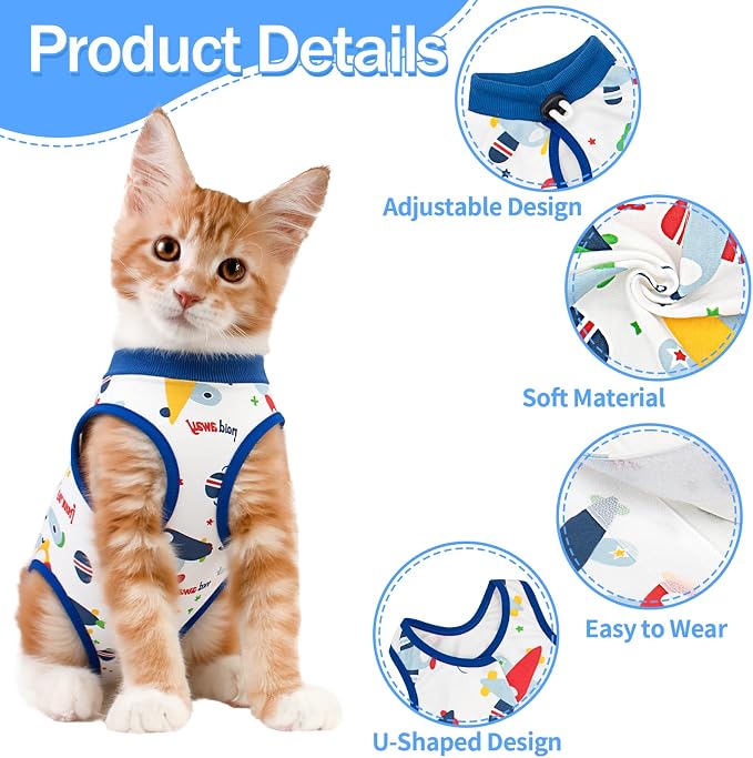 Coppthinktu Cat Recovery Suit Female, Breathable Cat Onesie After Surgery Female - Image 2