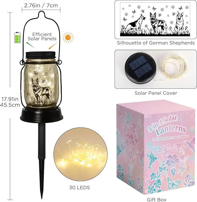 German Shepherd Gifts for Women/Men, German Shepherd Solar Lanterns Dog Mom - Image 4