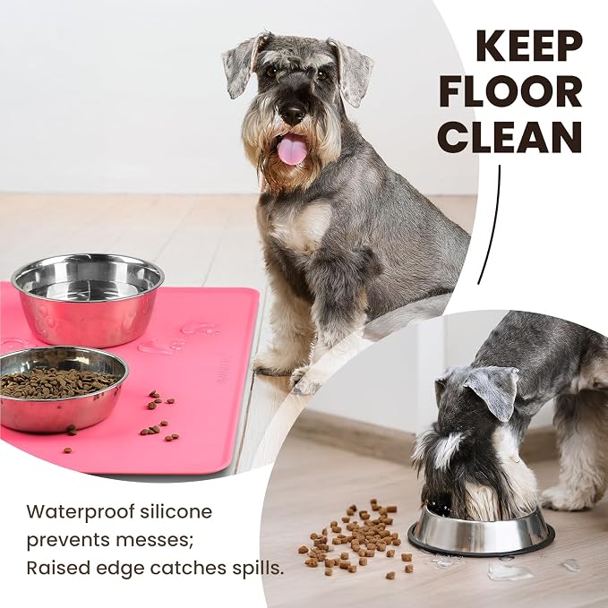 VIVAGLORY Dog Food Mat Flexmat Dog Bowl Mat, Placemat Food Tray - Image 2