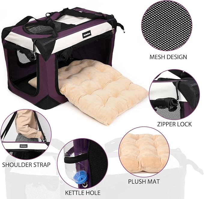 Large Cat Carrier, Collapsible Dog Travel Crate Portable Soft-Sided Pet Carrier - Image 3