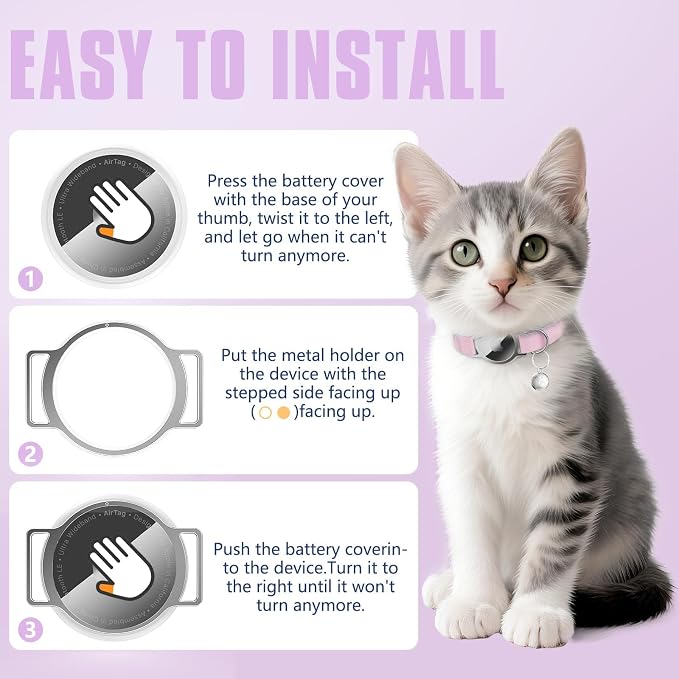 AirTag Cat Collar, Ultra Elastic Cat Tracker Collar, Airtag Holder Compatible - Image 4