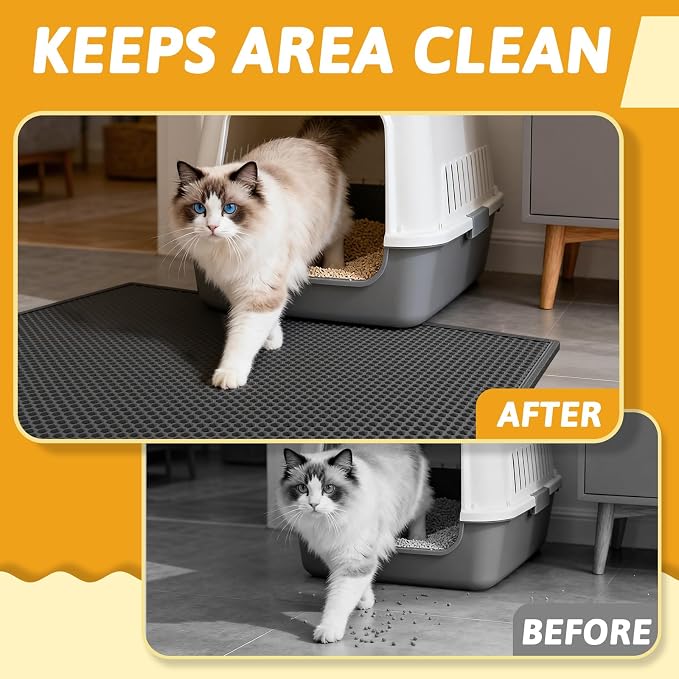 Pieviev Cat Litter Mat Double Layer Waterproof Urine Proof Trapping Mat 1 Pack) - Image 3