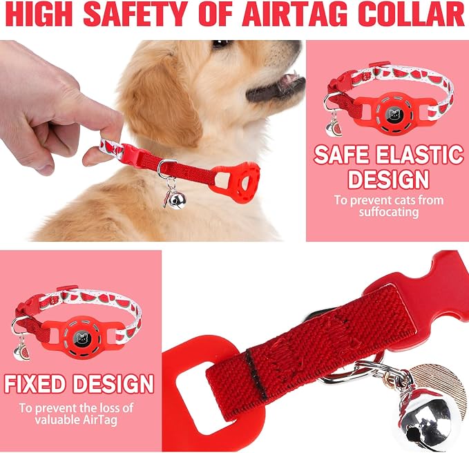 BINGPET AirTag Cat Collar with Bells, Upgraded Safety Elastic Cat Collar with - Image 3