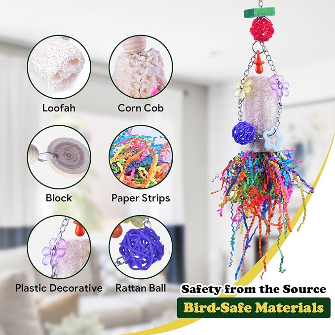Bird Toys, Parakeet Foraging Toy, Hanging Chewing Toy, Bird Cage Accessories – - Image 3