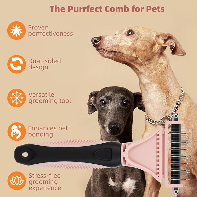 3PCS Cat & Dog Brush Set: Slicker & Deshedding Brush, Dematting Comb, and Bath - Image 2