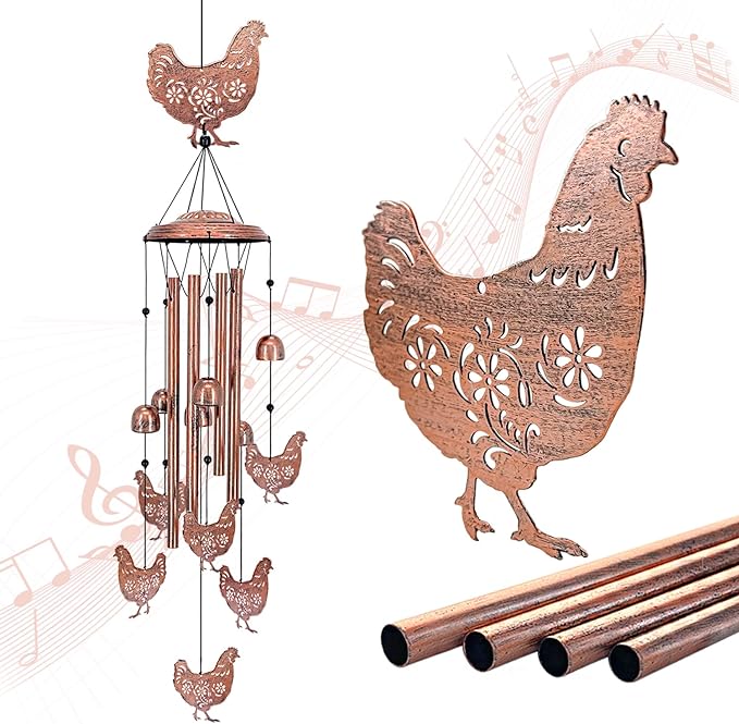 Chicken Wind Chimes for Outside, Chicken Gifts for Women/Men/Sympathy/Memorial by EZTZEN