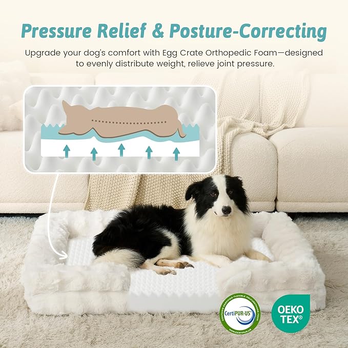 Self Warming Dog Bed for Large Size Dog, Faux Fur Orthopedic Puppy Sofa - Image 3