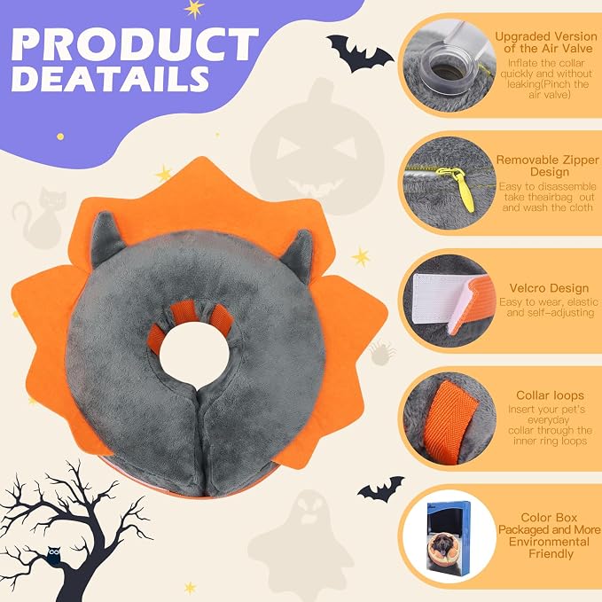 IEUUMLER Inflatable Recovery Dog Collar, Protective Donut Cone, Adjustable Soft - Image 4