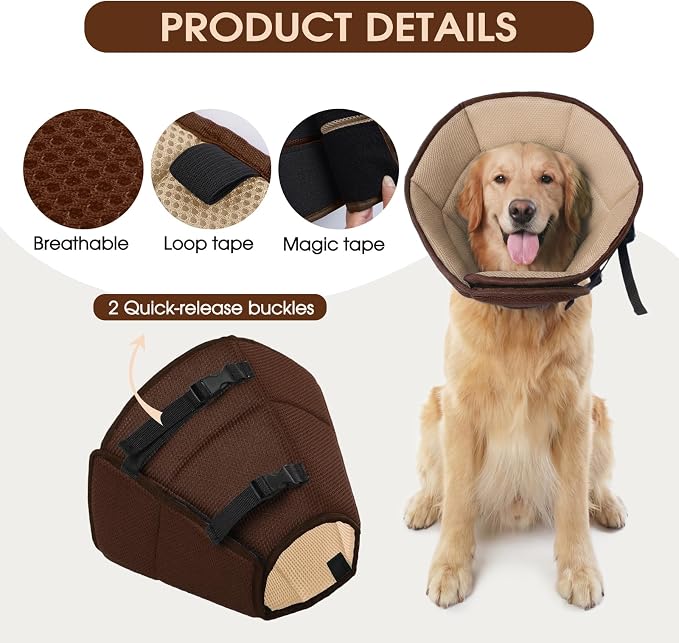 Dog Cone Collar After Surgery for Medium Dogs, Adjustable Soft Recovery Cone - Image 4