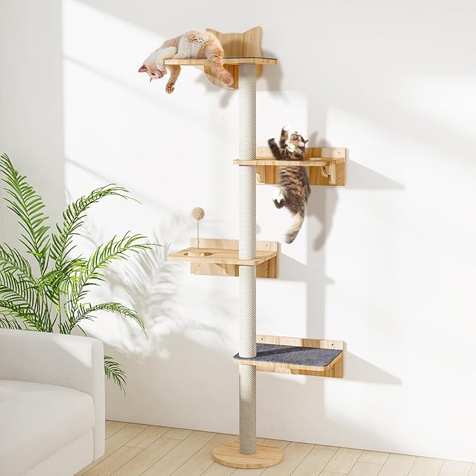 Wall Mounted Cat Tree with 2pcs Non-Slip Carpet, Cat Wall Shelf ClimbingTower by Chuiendi