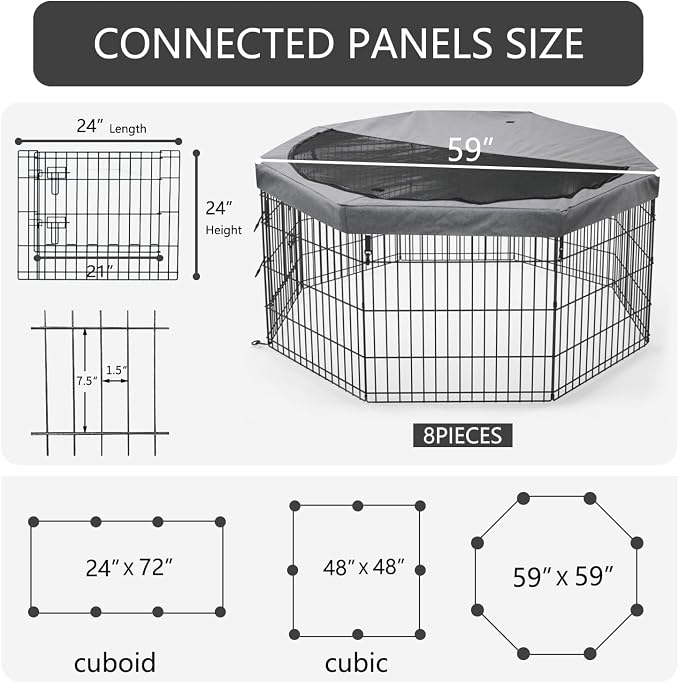 PETIME Foldable Metal Dog Exercise Pen/Pet Puppy Playpen Kennels Yard Fence - Image 3