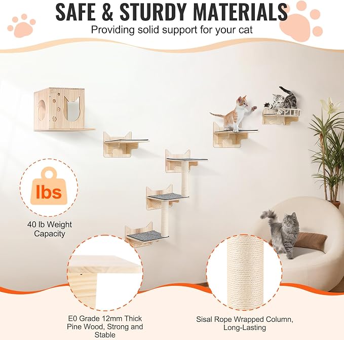 VEVOR Wall Mounted Cat Shelves and Perches - Image 3